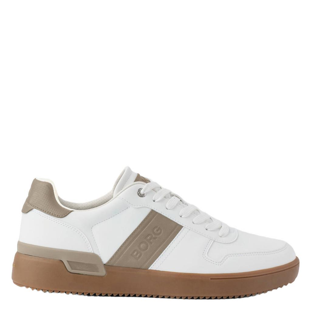 Wit en beige heren Björn Borg spin imitatieleren sneakers - met veters