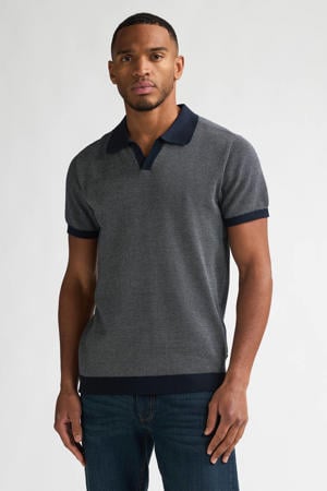 regular polo donkerblauw gebreid