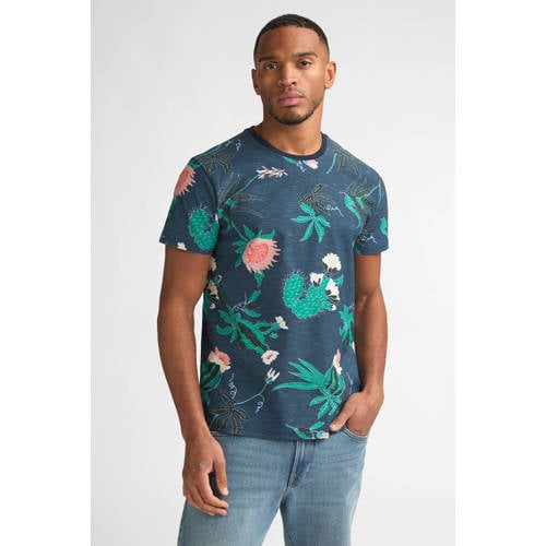 Petrol Industries regular gebloemde T-shirt donkerblauw afbeelding
