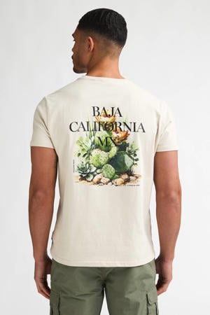 regular T-shirt met backprint beige