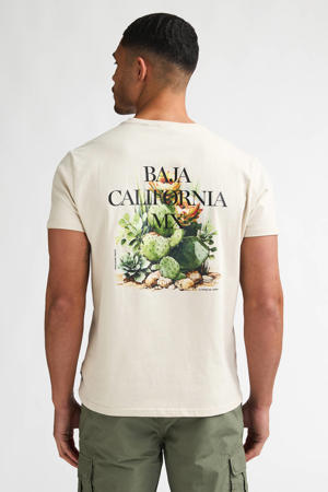 regular T-shirt met backprint beige