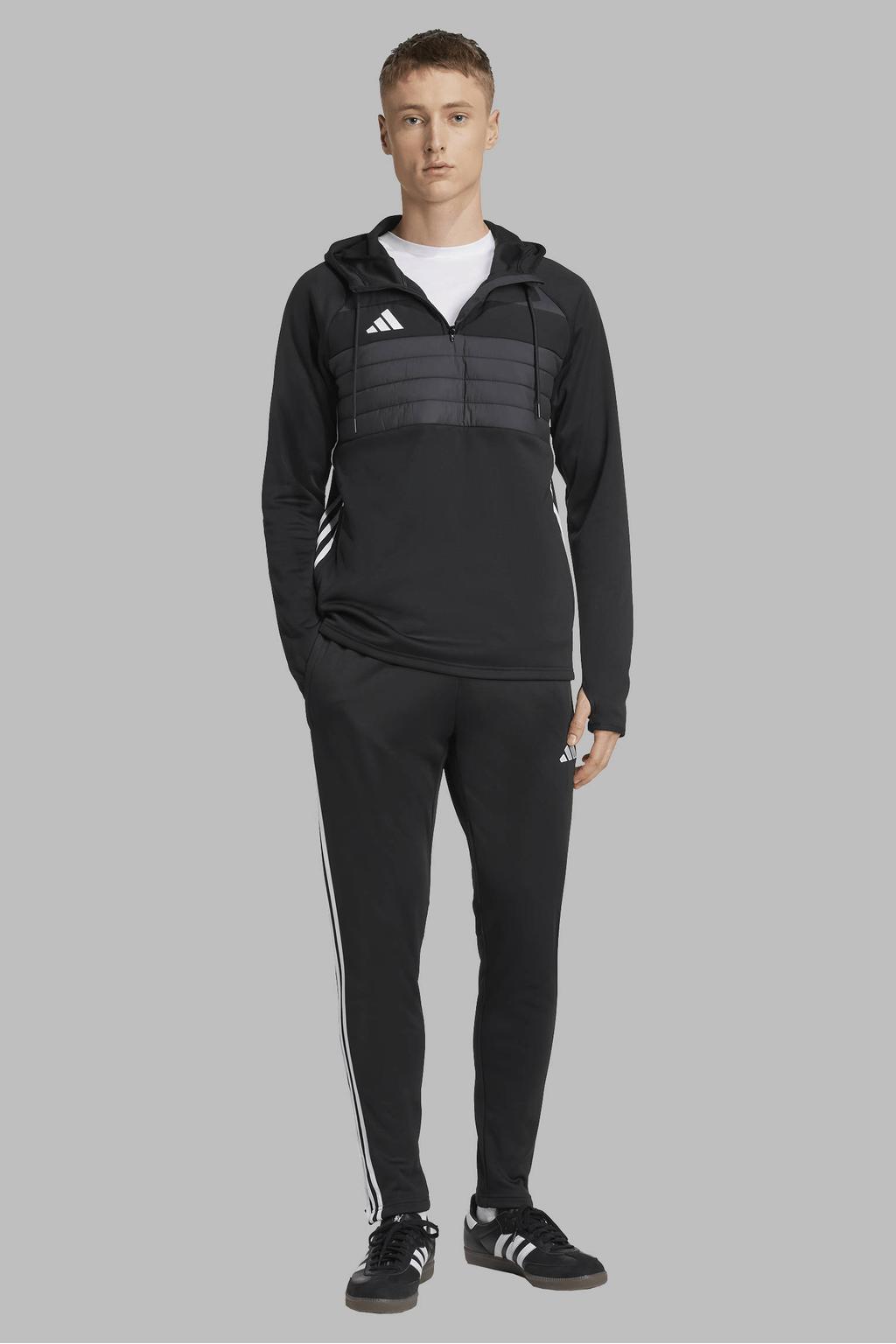 Zwarte heren adidas Performance trainingsbroek Tiro25 van polyester met elastische tailleband met koord