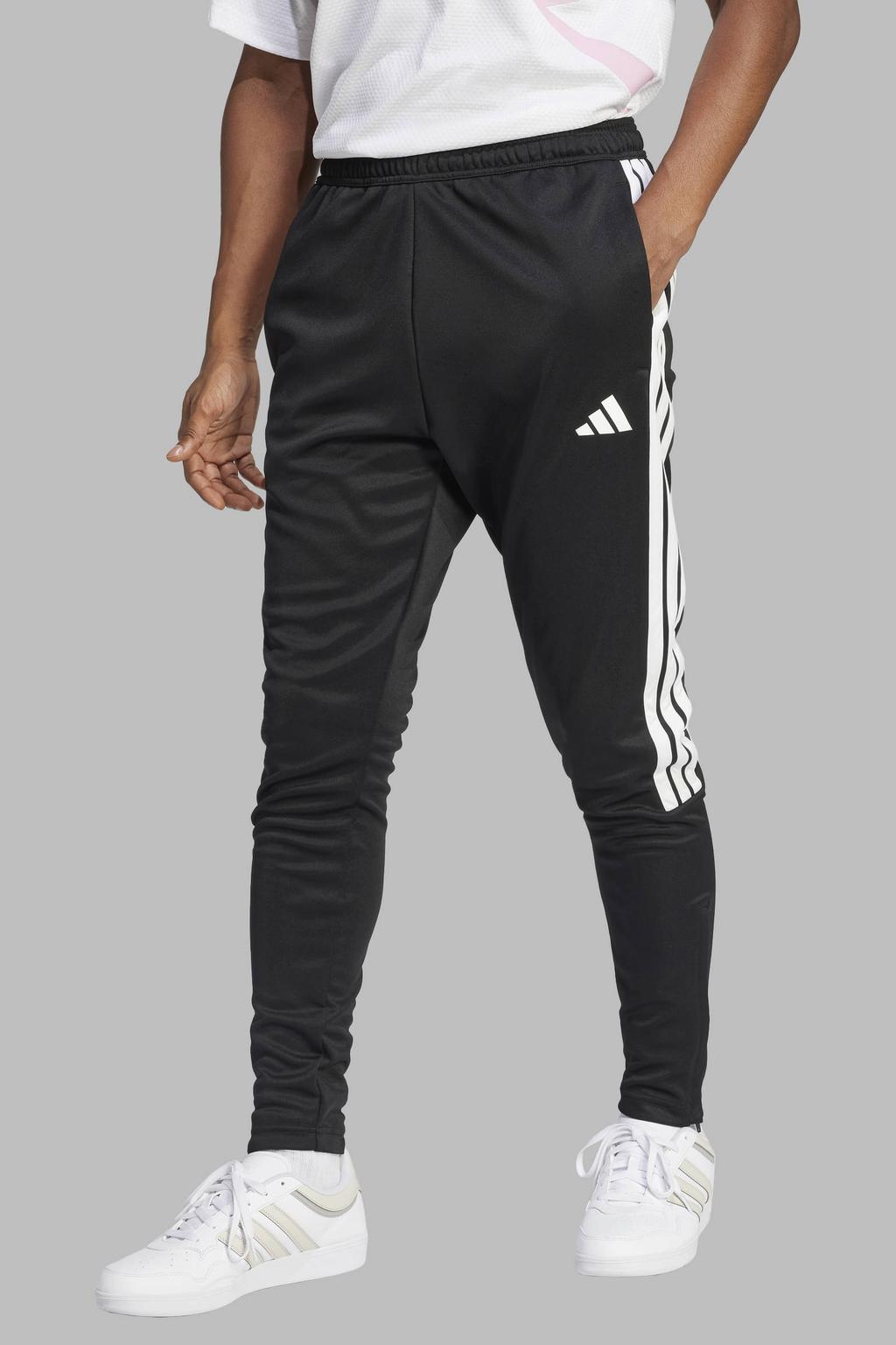 Zwart en witte heren adidas Sportswear Tiro regular joggingbroek van polyester met elastische tailleband met koord en logo dessin