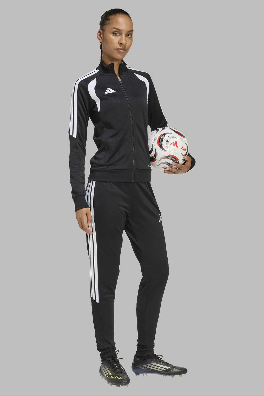 Zwart en witte dames adidas Performance trainingsbroek Tiro26 League van polyester met regular waist, elastische tailleband met koord en meerkleurige print