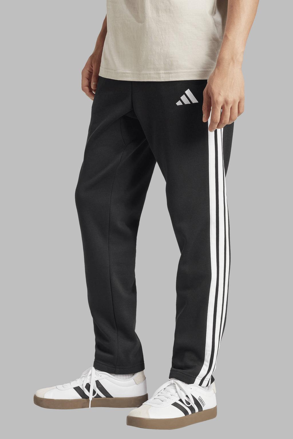 Zwarte heren adidas Sportswear joggingbroek van katoen met elastische tailleband met koord en effen