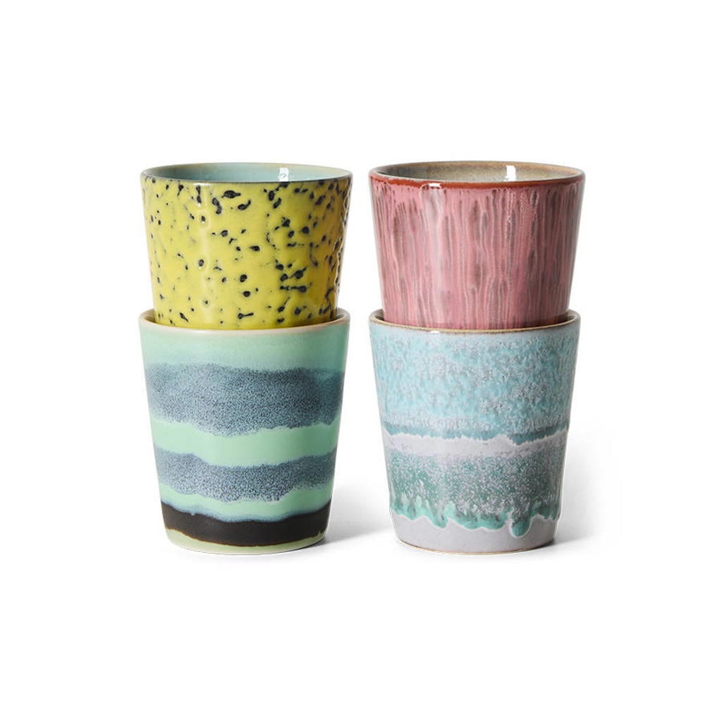 HKLIVING koffiekopje 70s (Ø7,5 cm) (180 ml) (set van 4)