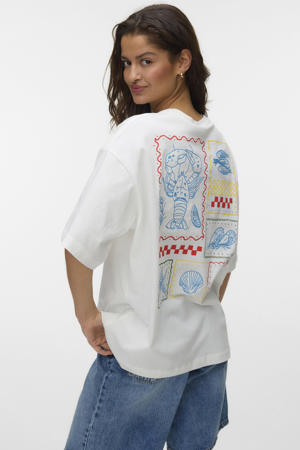 T-shirt met backprint ecru