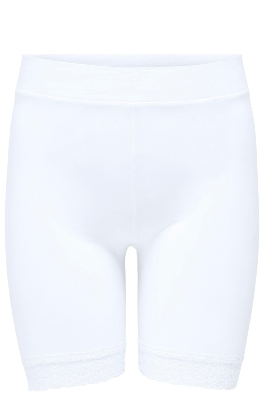Witte dames ONLY CARMAKOMA cycling short van stretchkatoen met skinny fit, regular waist en effen