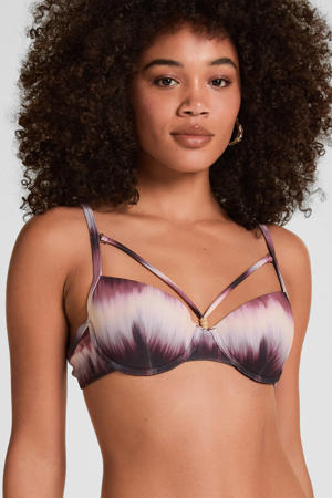 voorgevormde beugel bikinitop Mauritius paars/ecru