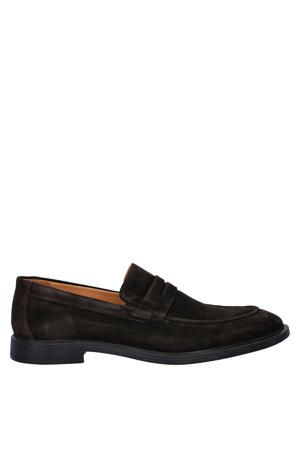 suède loafers donkerbruin