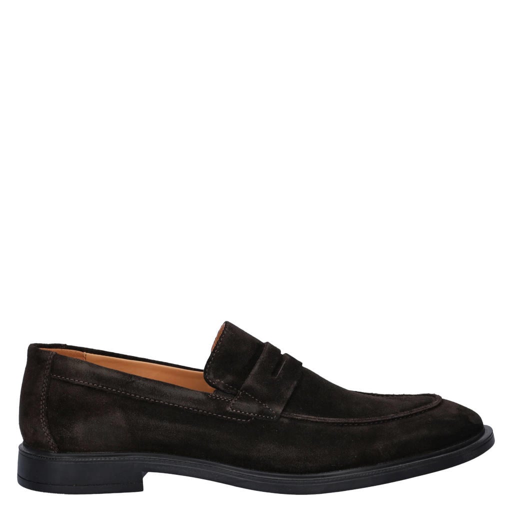 Donkerblauwe heren Nelson suède loafers