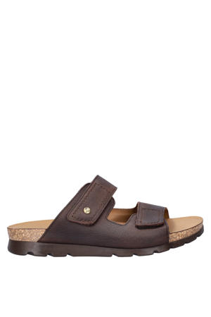 Saulo leren slippers donkerbruin