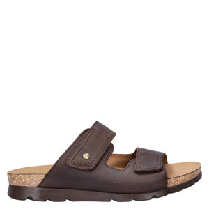 Saulo leren slippers donkerbruin