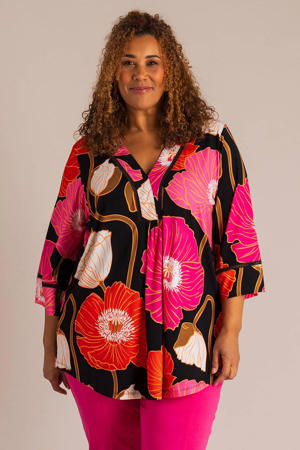 gebloemde top roze