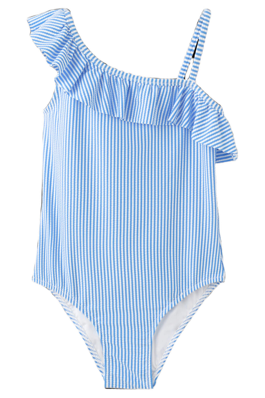 Mango Kids one shoulder badpak blauw/wit