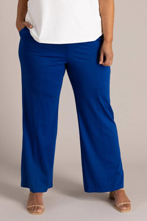 wide leg regular waist broek blauw