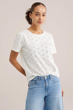 T-shirt broderie wit
