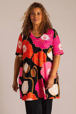 gebloemde tuniek roze