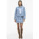 VILA gebloemde spijkerrok light blue denim