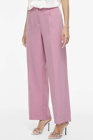 wide leg high waist casual broek roze