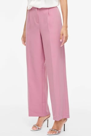 wide leg high waist pantalon - roze