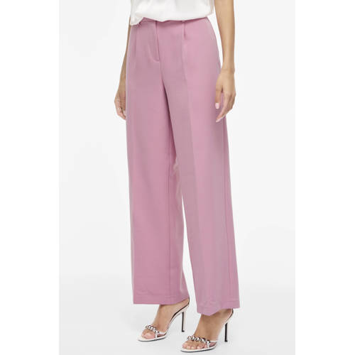 VILA wide leg high waist casual broek roze afbeelding
