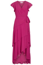 thumbnail: VILA maxi wikkeljurk met volant fuchsia