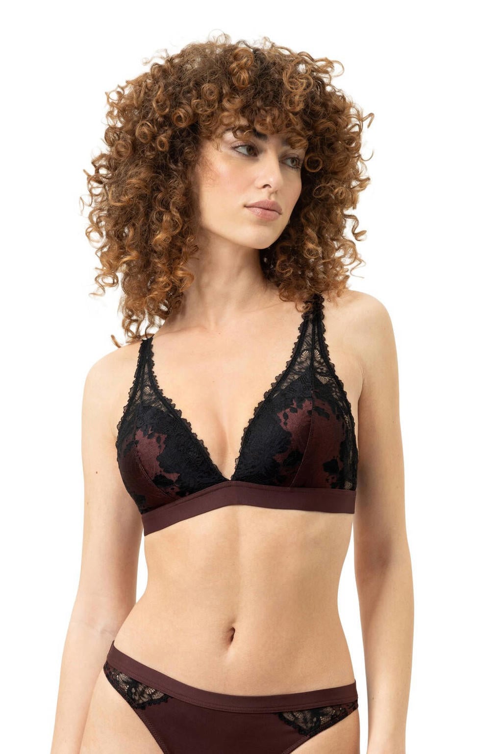 Mey Poetry Dream niet-voorgevormde bralette zonder beugel - donkerbruin/zwart