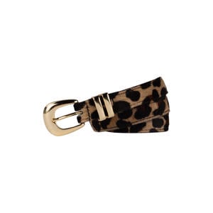 leren riem met panterprint bruin