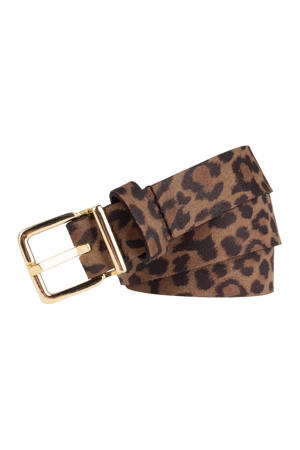 leren riem met panterprint bruin