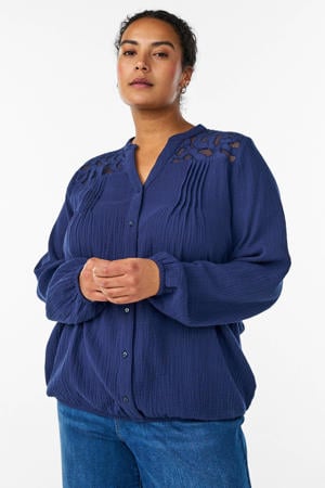 blouse broderie blauw