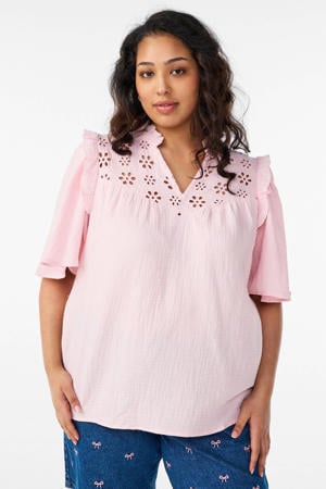 blousetop broderie lichtroze