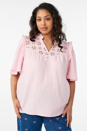 blousetop broderie lichtroze