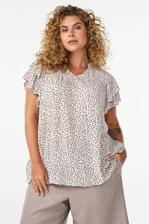 blousetop met stippen wit