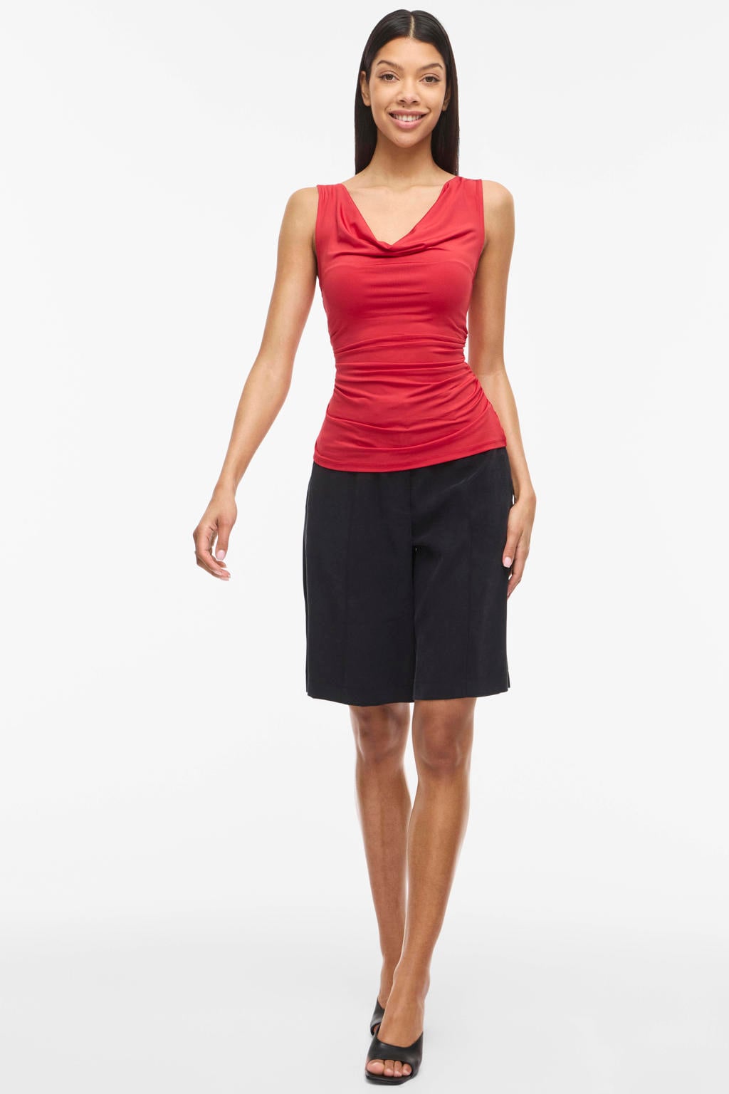 Rode dames VILA top van polyester met effen en watervalhals
