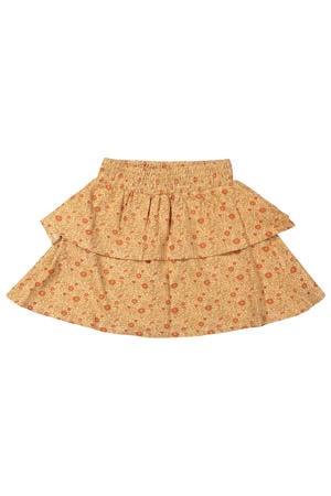 gebloemde korte rok beige