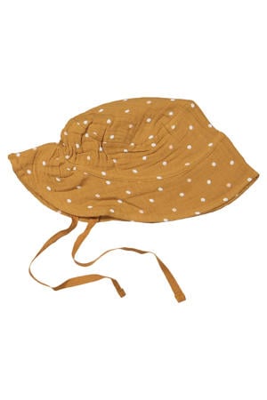 zonnehoedje camel/wit