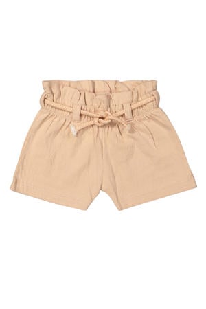 regular waist casual short zalm met textuur