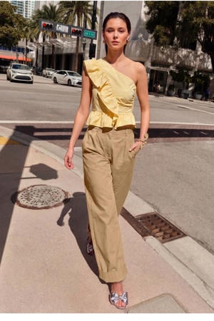 peplum top lichtgeel