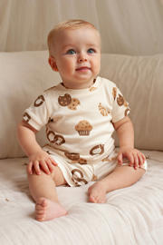 thumbnail: Feetje shortama Cosy Crumbs ecru/bruin