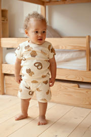 thumbnail: Feetje shortama Cosy Crumbs ecru/bruin