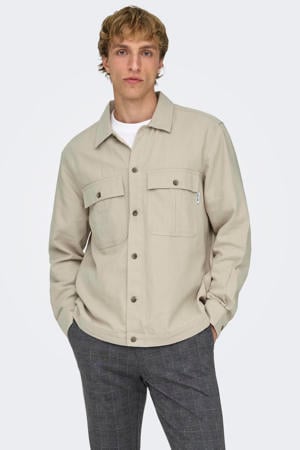 overshirt met linnen beige