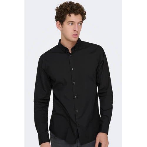 ONLY & SONS slim zakelijk overhemd zwart afbeelding