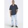 ONLY & SONS regular gestreept casual overhemd donkerblauw