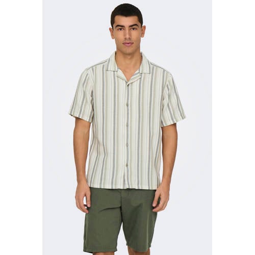 ONLY & SONS regular gestreept casual overhemd groen afbeelding