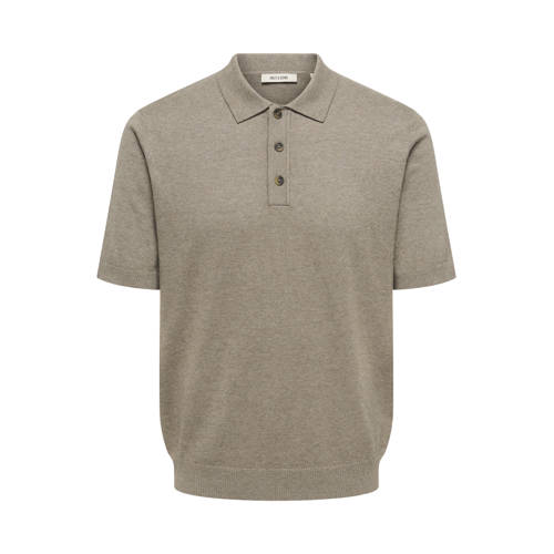 ONLY & SONS regular polo fijn gebreid taupe afbeelding