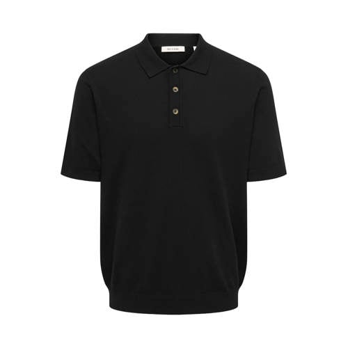 ONLY & SONS regular polo fijn gebreid zwart afbeelding