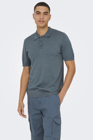 regular polo gebreid blauw