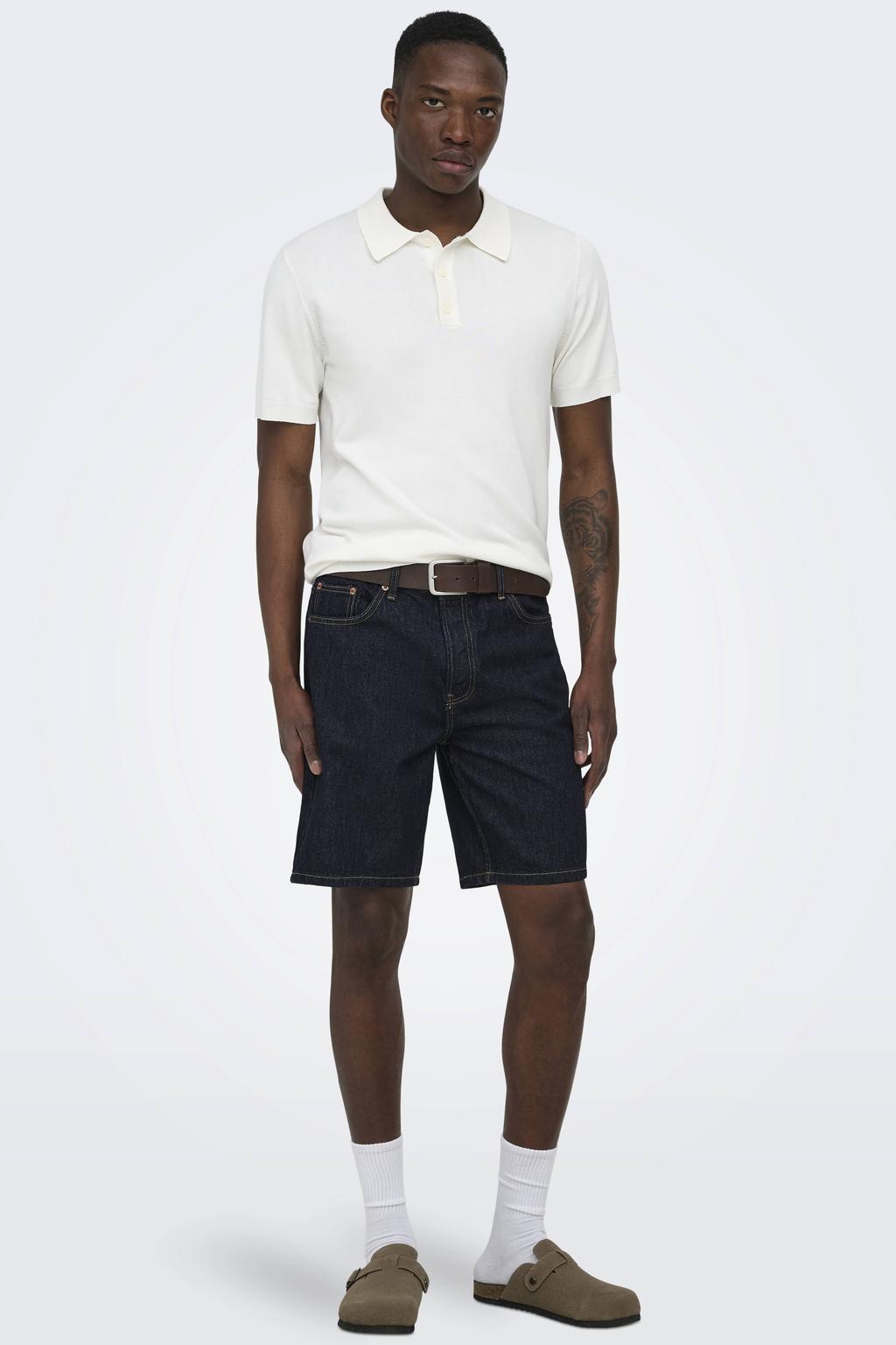 ONLY & SONS ONSEDGE straight regular waist short dark blue denim