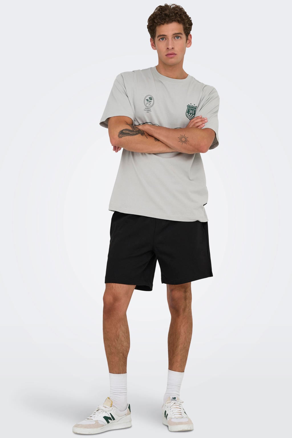ONLY & SONS ONSDAVID regular sweatshort zwart